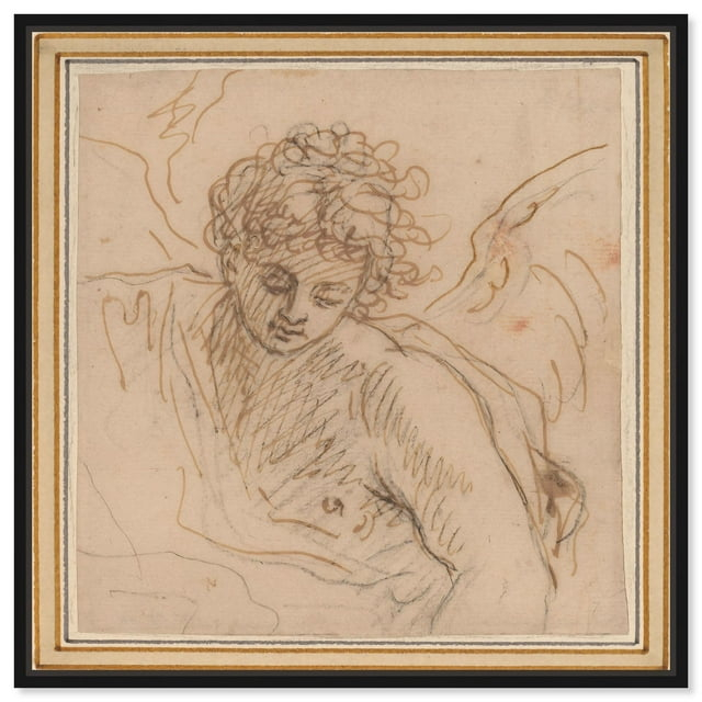 An Angel Canvas Figurative Art by Art Remedy, Black Frame, 12" x 12"