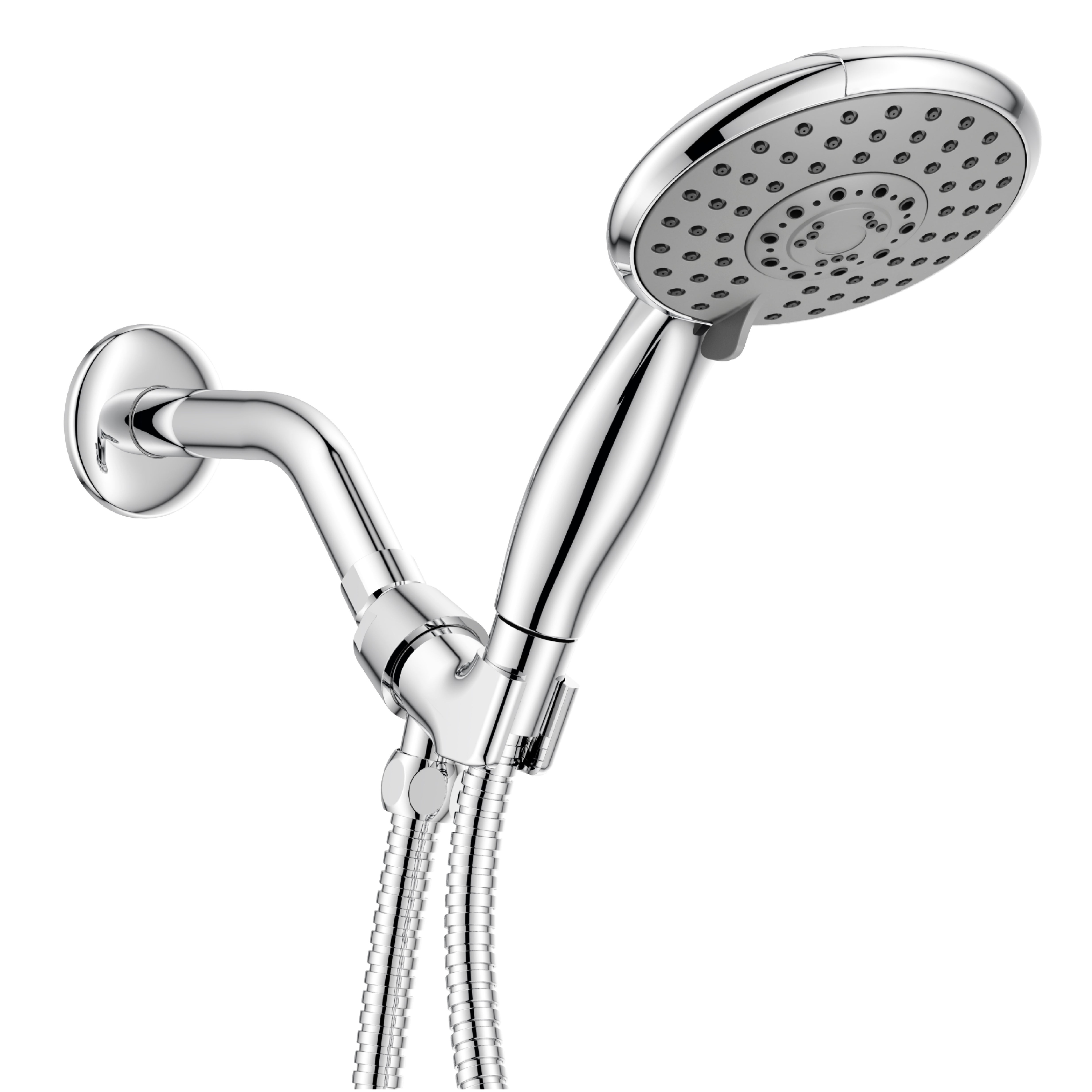 Ana Bath High-Pressure Anti-Clog 5-Inch 5- Setting Handheld Shower Head System + 96-Inch Stainless Steel Shower Hose (Chrome)