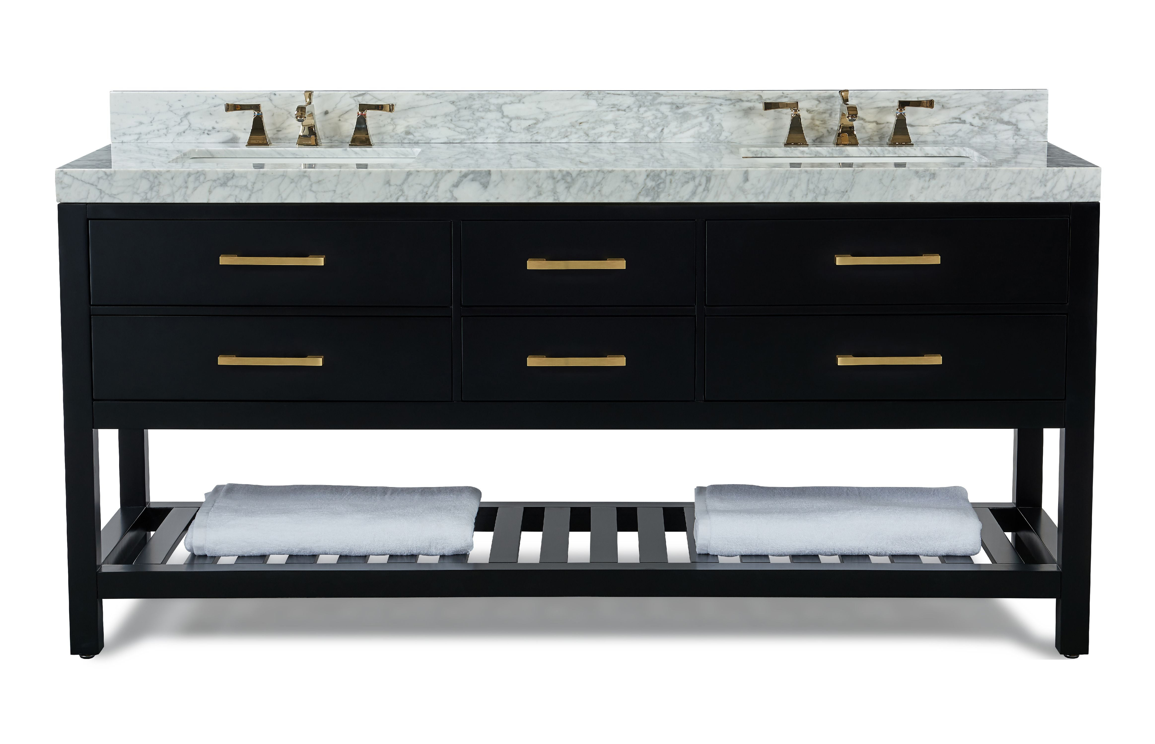 Ancerre Designs Elizabeth 72" Wood Bathroom Vanity Set in Black Onyx