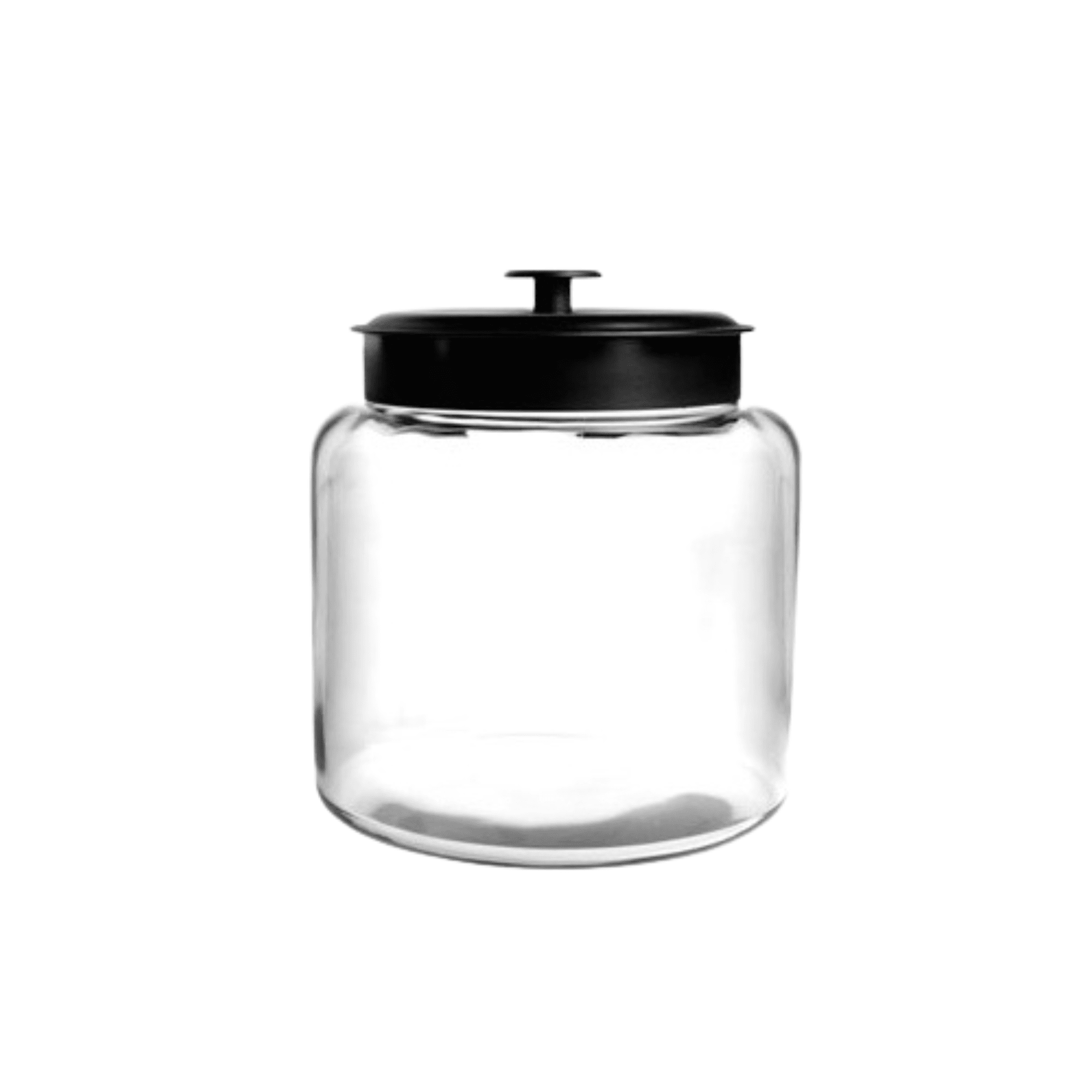 Anchor Hocking Montana Glass Jar with Black Metal Lid, 64 Ounce