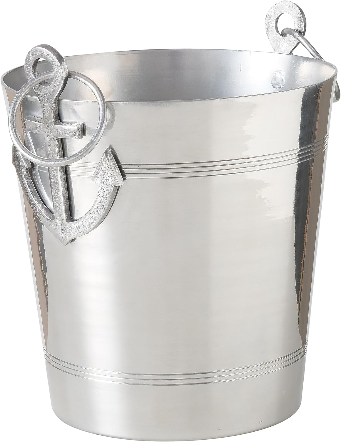 Anchors Ice Bucket, Luxury Wine Cooler with Handles and Loops, Aluminum, 12.25 Inches