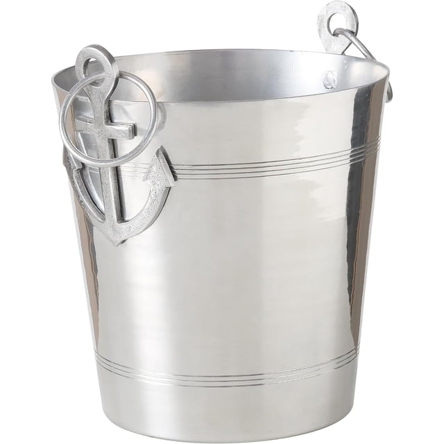Anchors Ice Bucket, Luxury Wine Cooler with Handles and Loops, Aluminum, 12.25 Inches
