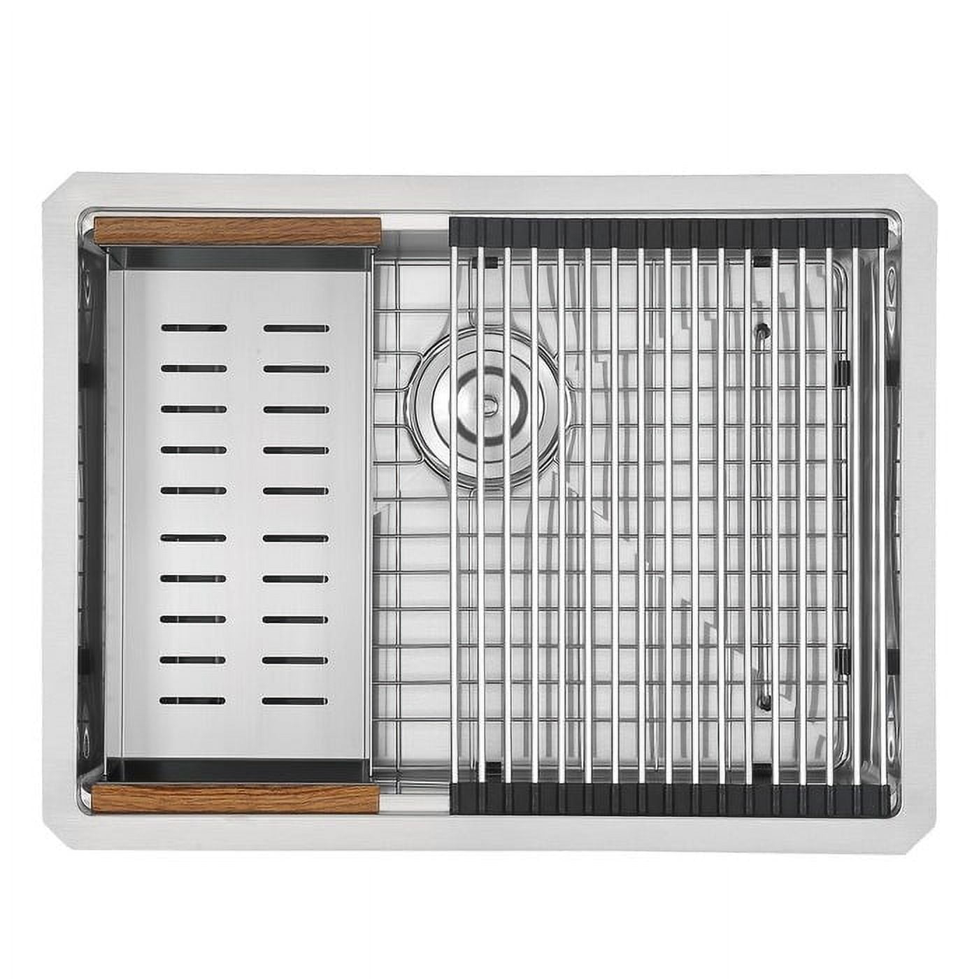 Ancona  25 in. Handmade Undermount Single Bowl Workstation Kitchen Sink