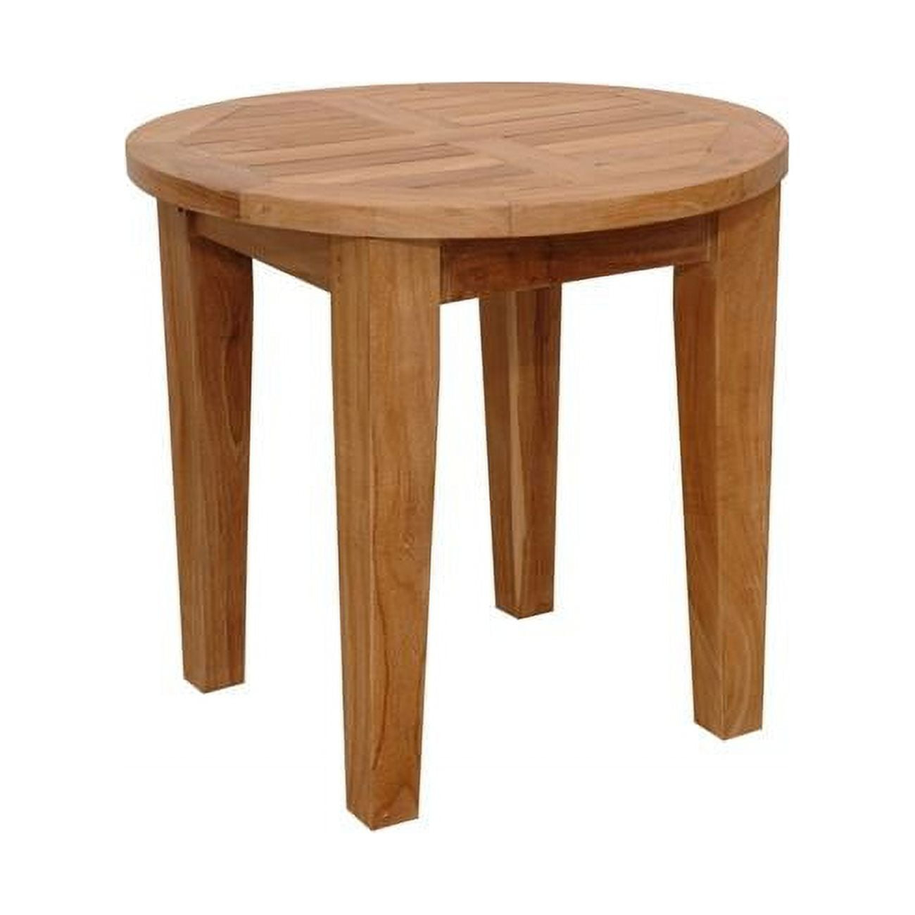 Teak Round Side Table 20 x 17.5 Natural Wood Patio Furniture - Anderson Teak-Color:Natural,Material:Teakwood