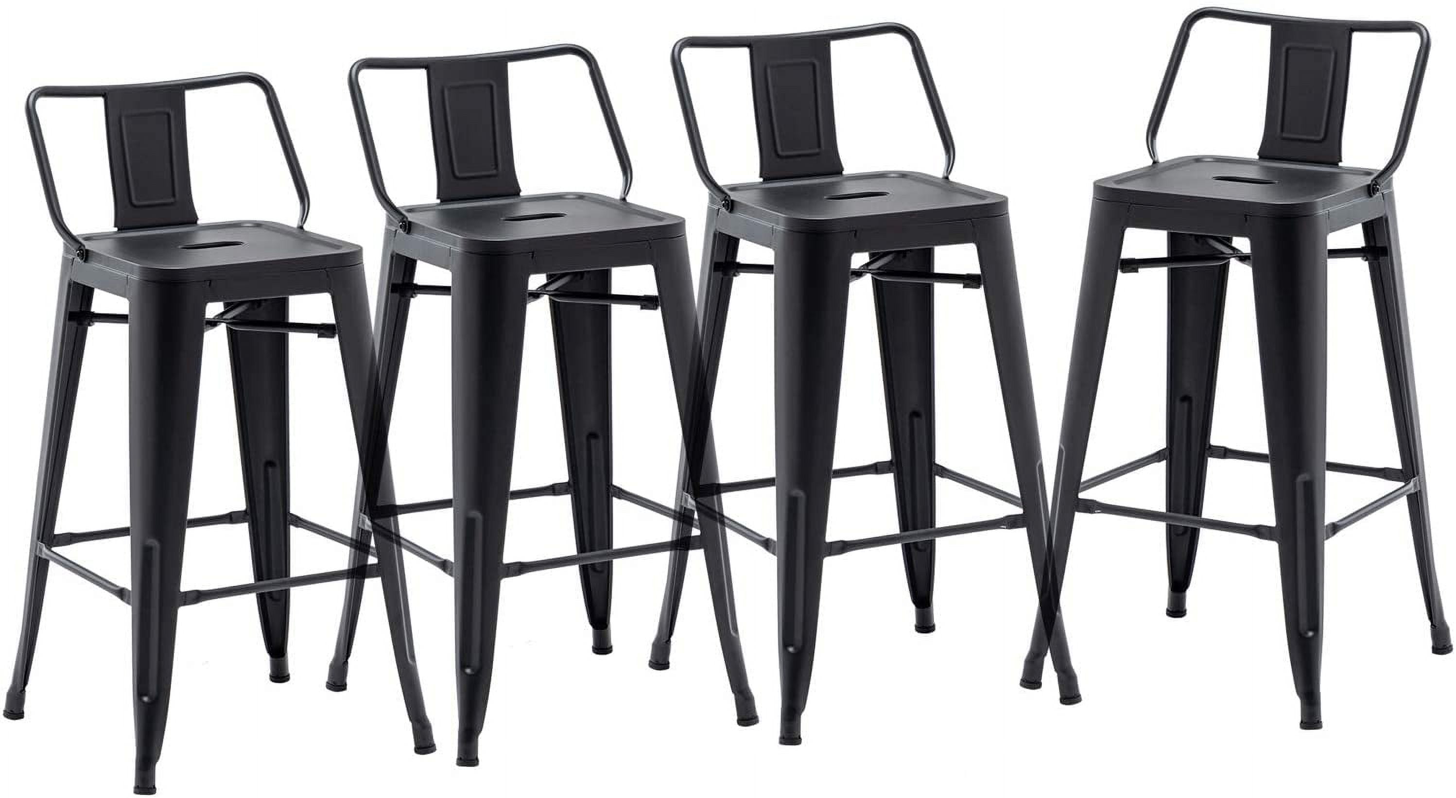 Andeworld 26" Low Back Metal Counter Stool Height Bar Stools [Set of 4] Barstools, Black
