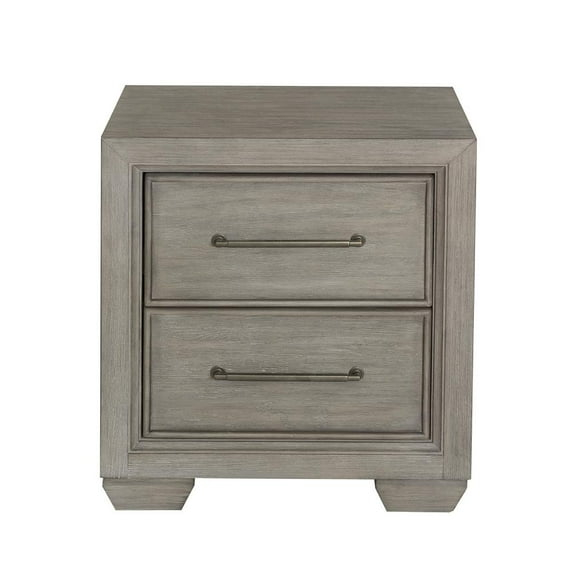 Andover Solid Wood 2 Drawer Nightstand in Dove Gray Finish by Samuel Lawrence