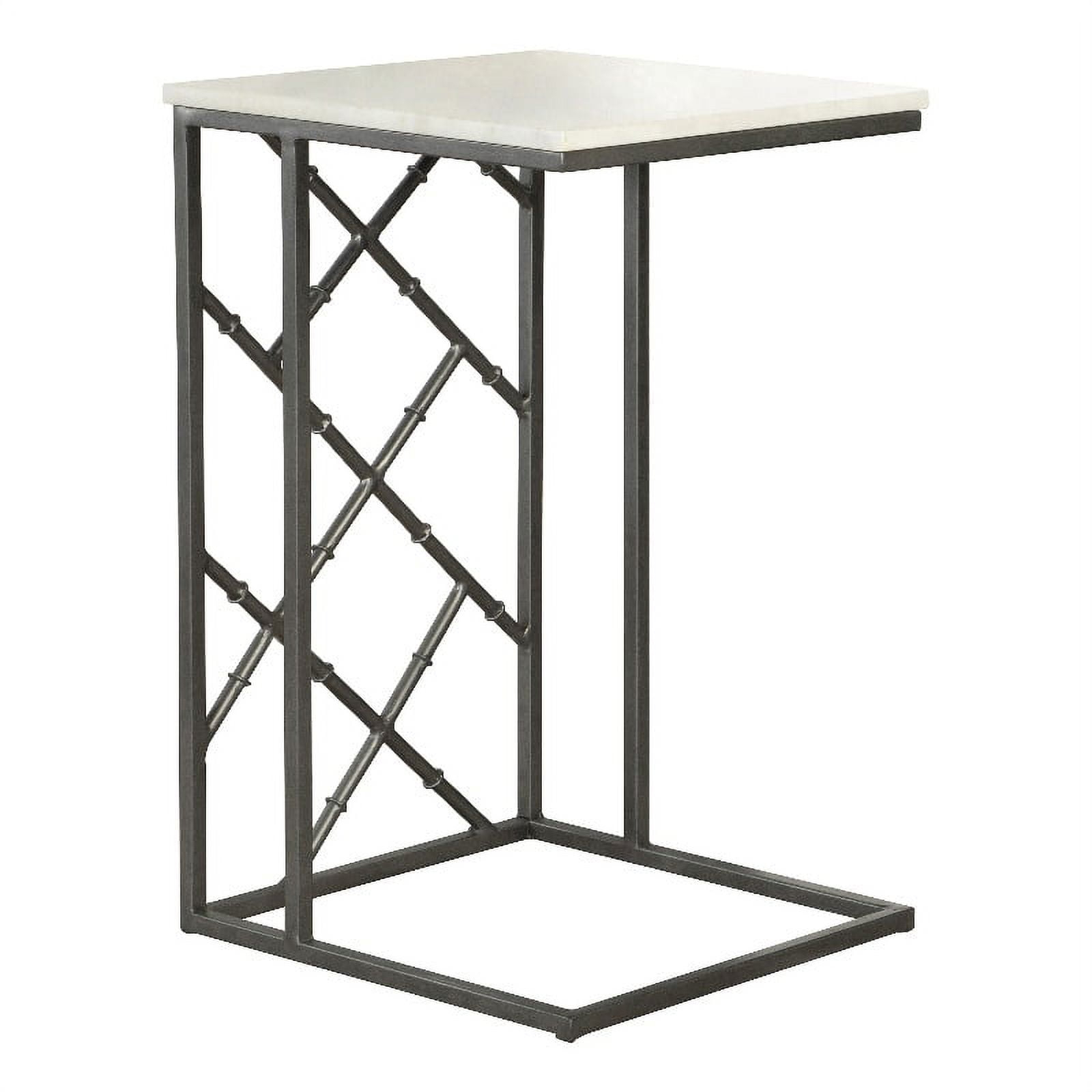 Coaster Angeliki Contemporary Metal Accent Table with Marble Top in Gray/White