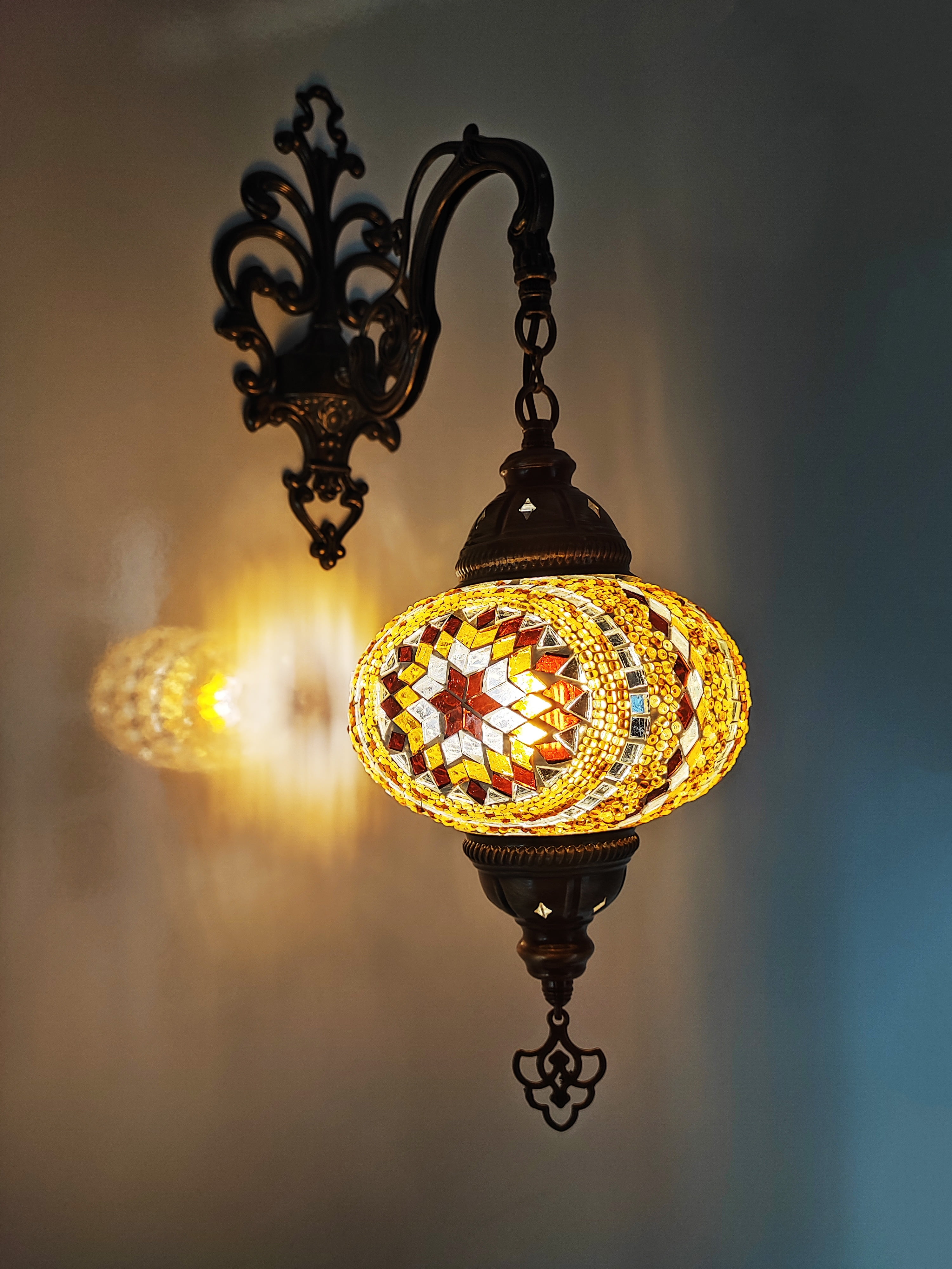 Angora Tonalli Wall Lamp - Large Globe | Turkish Wall Sconce Lamp for Living Decor (15.75")