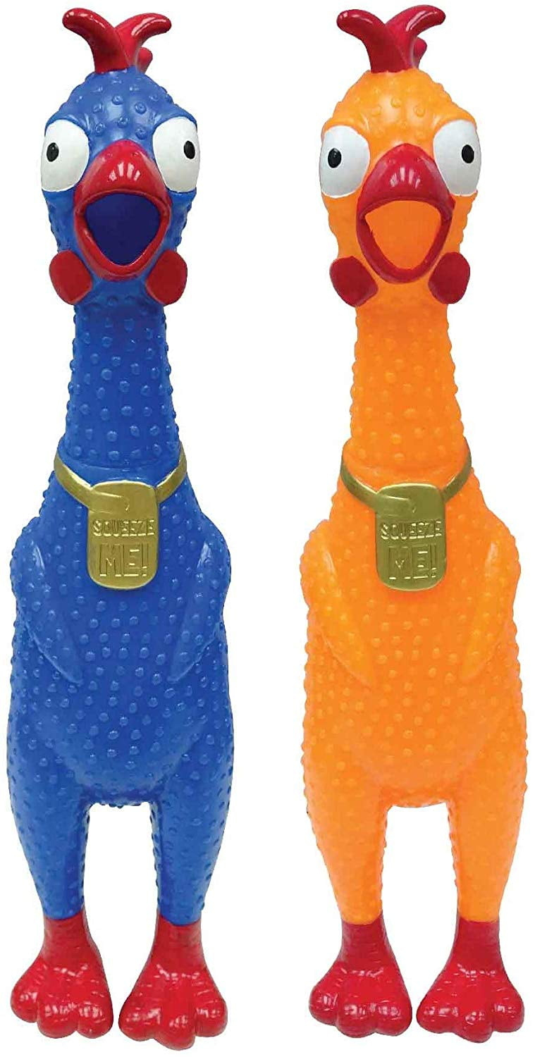 Animolds Squeeze Me Rubber Chicken Toy | Screaming Rubber Chickens For Kids | Novelty Squeaky Toy Chicken Regular Color 2-Pack (Random Colors)