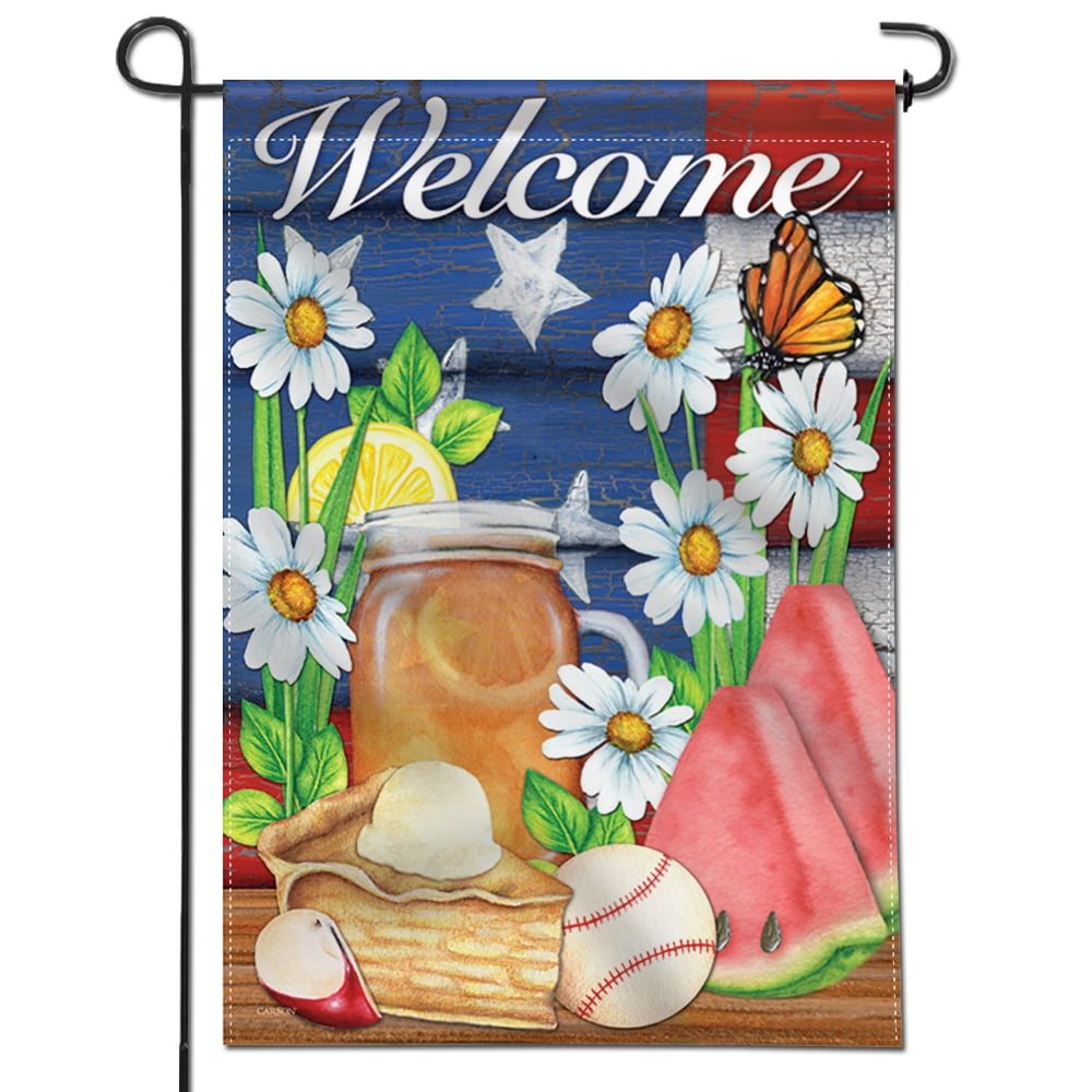 Anley American Summer Welcome Decorative Garden Flags Double Sided  18 x 12.5 Inch