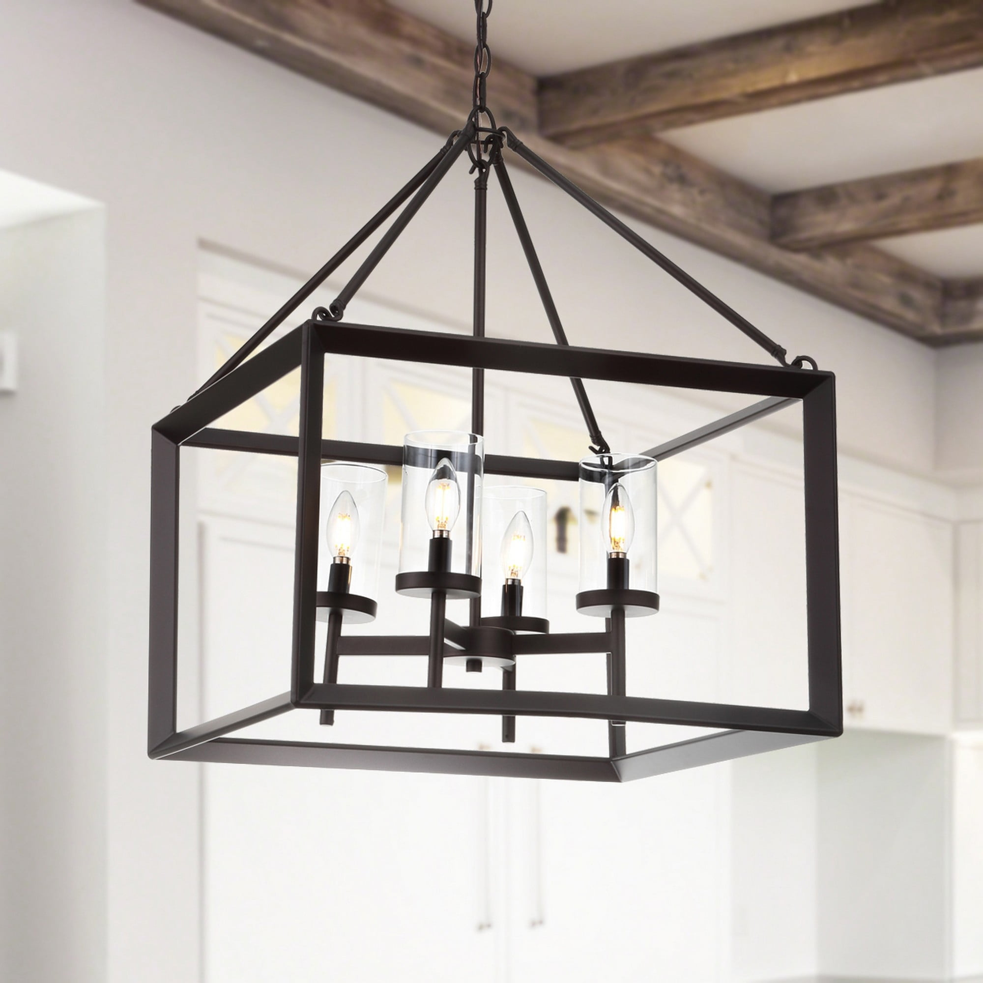 Anna 21" 4-light Metal/Glass LED Pendant, Oil Rubbed Bronze