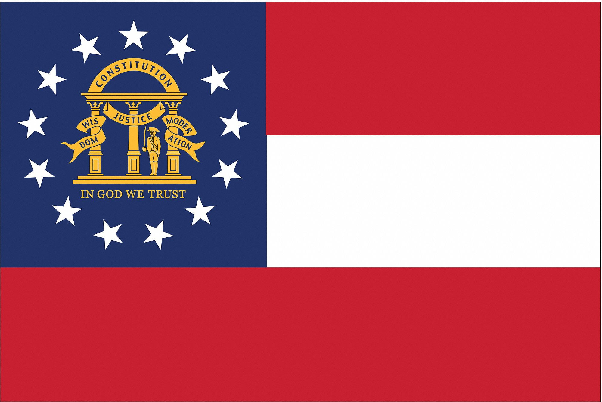 Georgia State Flag 3x5 ft, 3 Ply Polyester Double Sided GA Flag with Vibrant Print/4 Rows Hemming/Brass Grommets