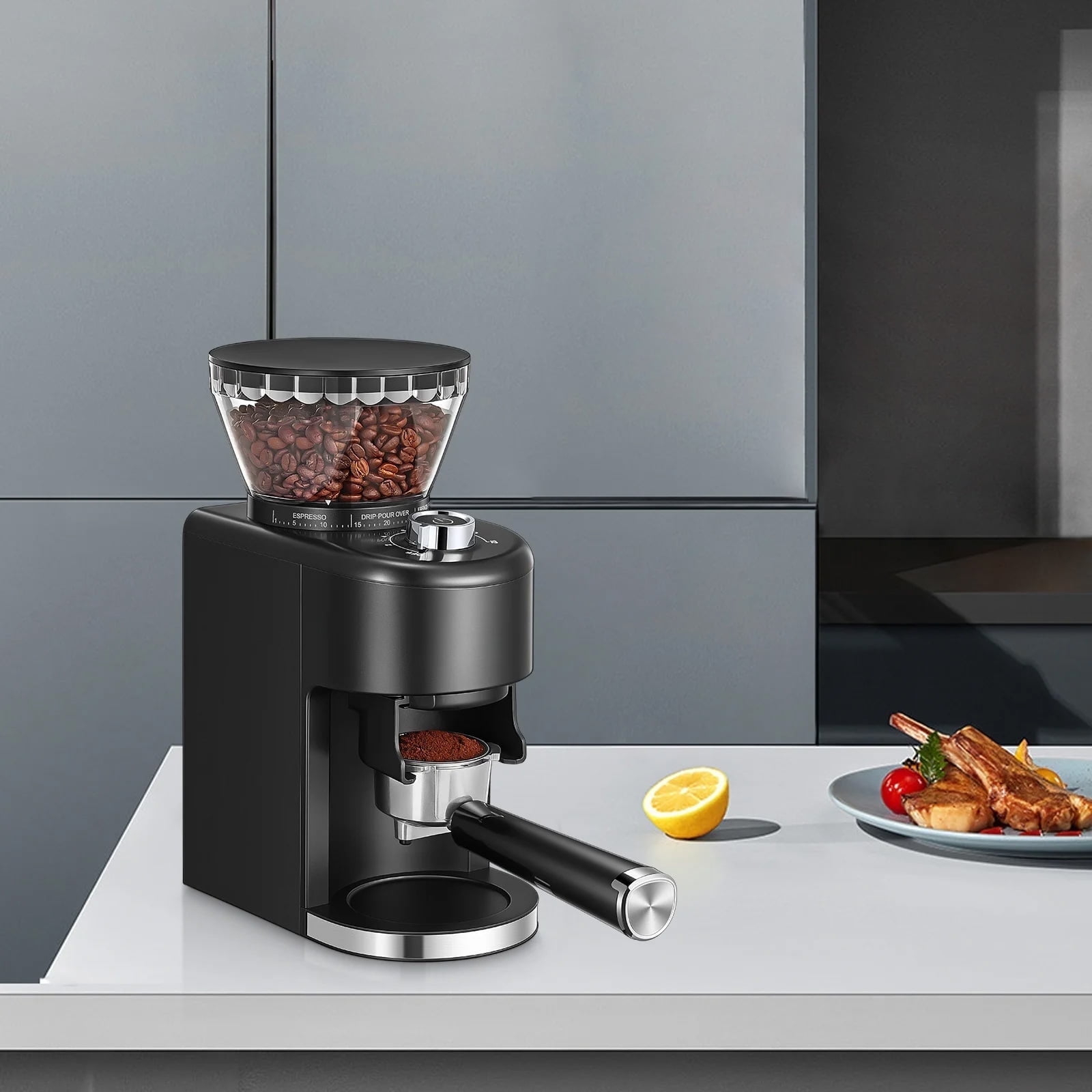 Anti-Static ABS Plastic Electric Coffee Grinder,  200W (AC 120V/60Hz) Motor, SUS420 Steel Conical Burr, 42dB Quiet Operation