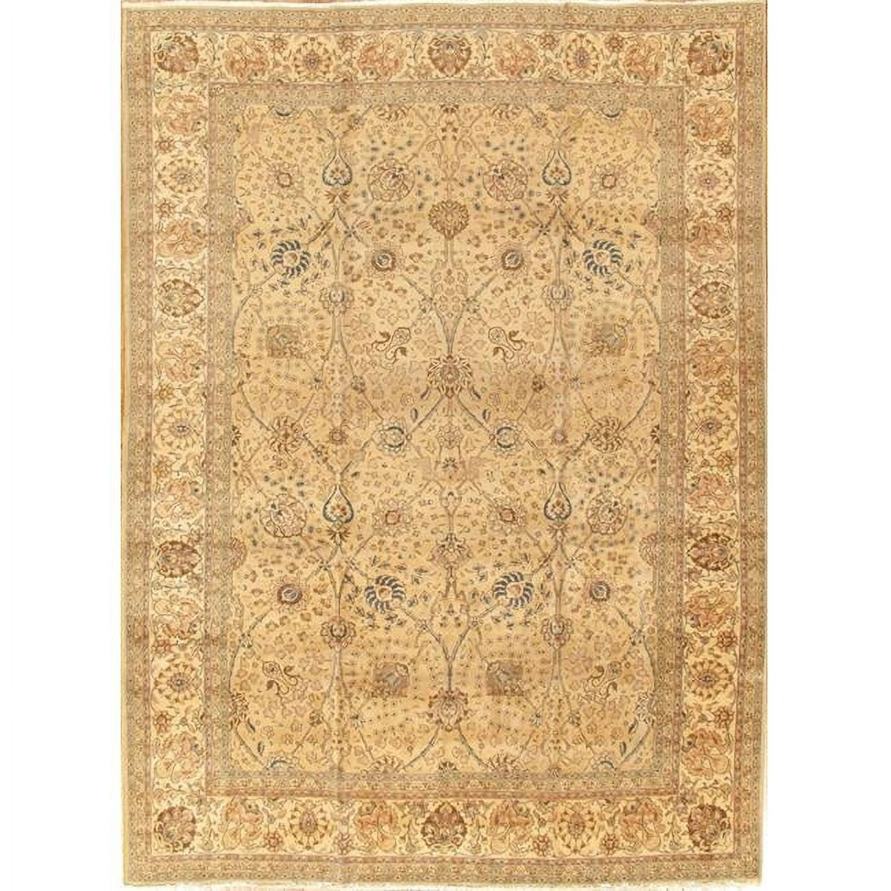 Pasargad Antique One-of-a-Kind Rectangle 9'6" X 13'5" 1910s Wool Area Rug in Beige/Peach