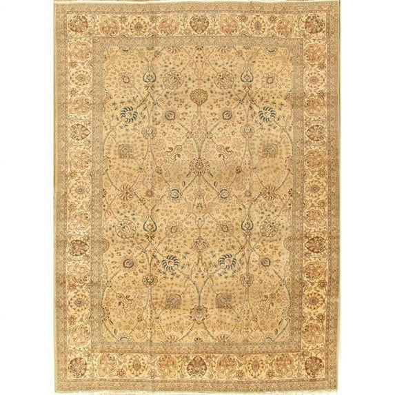 Pasargad Antique One-of-a-Kind Rectangle 9'6" X 13'5" 1910s Wool Area Rug in Beige/Peach
