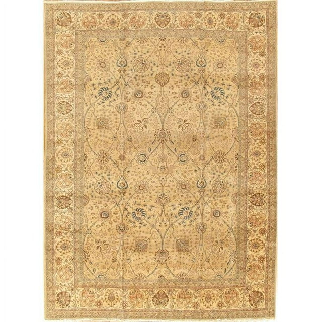 Pasargad Antique One-of-a-Kind Rectangle 9'6" X 13'5" 1910s Wool Area Rug in Beige/Peach