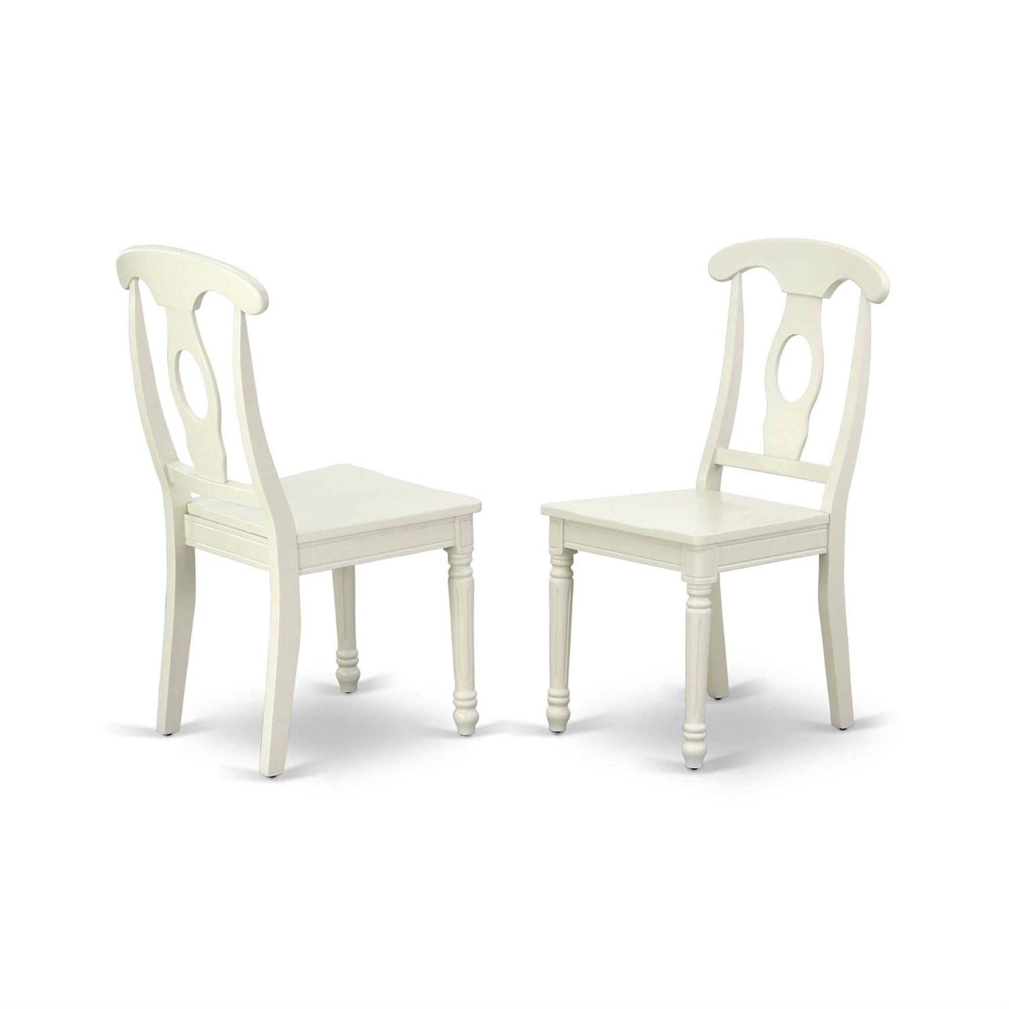 East West Furniture Napoleon 10" Wood Dining Chairs in Linen White (Set of 2)