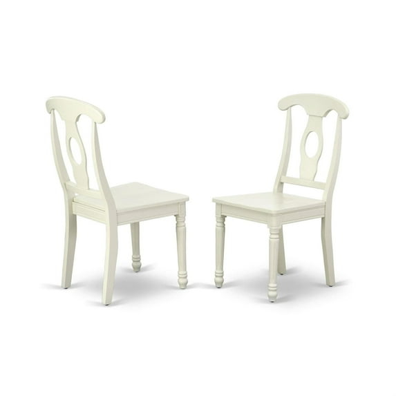East West Furniture Napoleon 10" Wood Dining Chairs in Linen White (Set of 2)