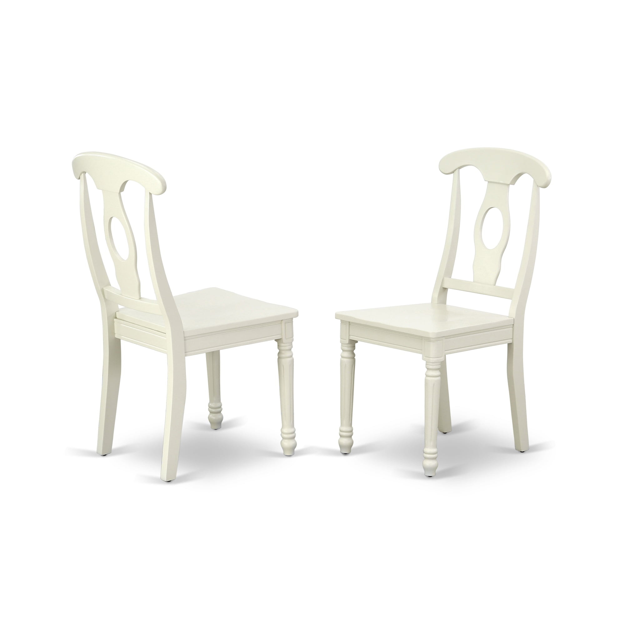 East West Furniture Napoleon 10" Wood Dining Chairs in Linen White (Set of 2)