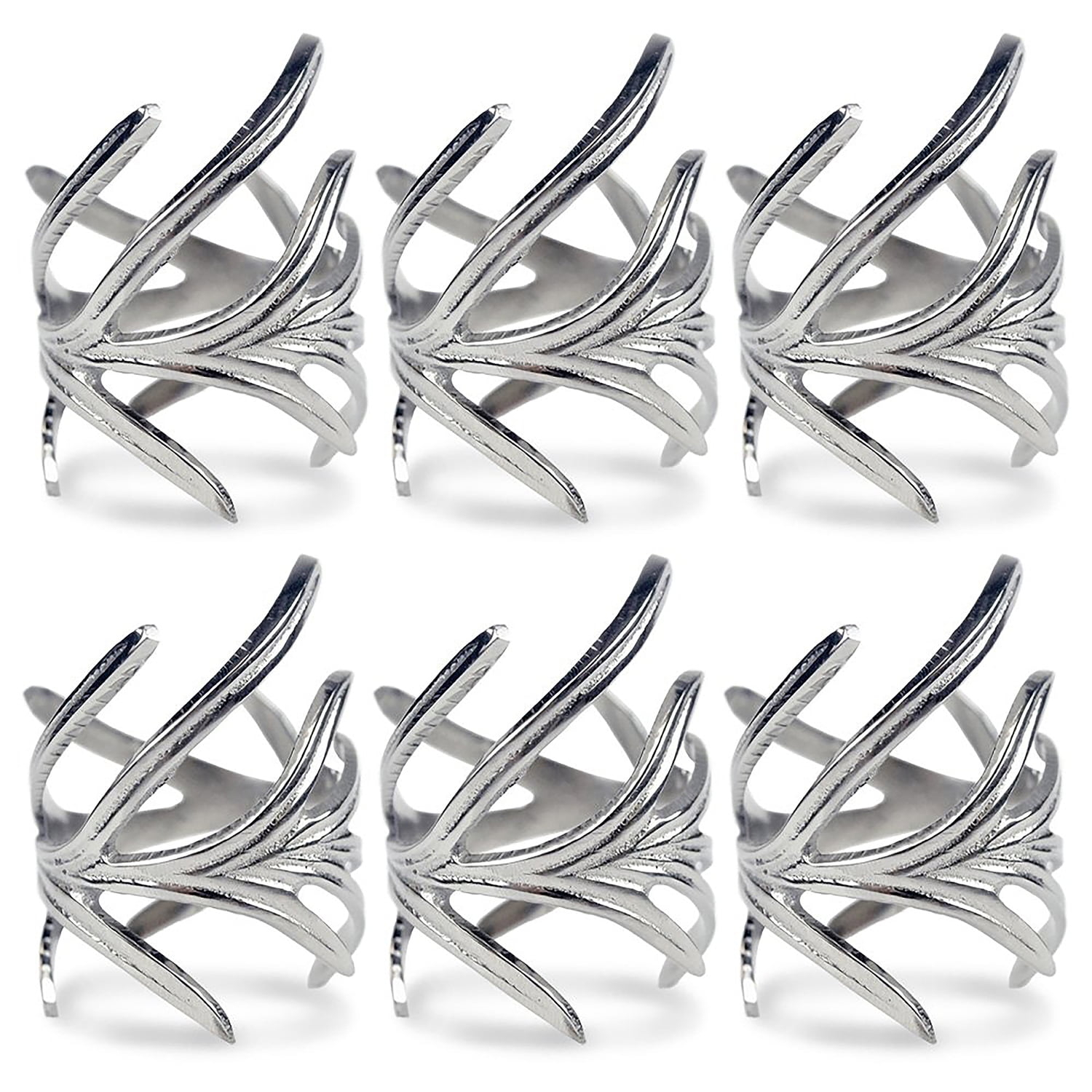 Antique Silver Branch Napkin Ring (Set of 6)