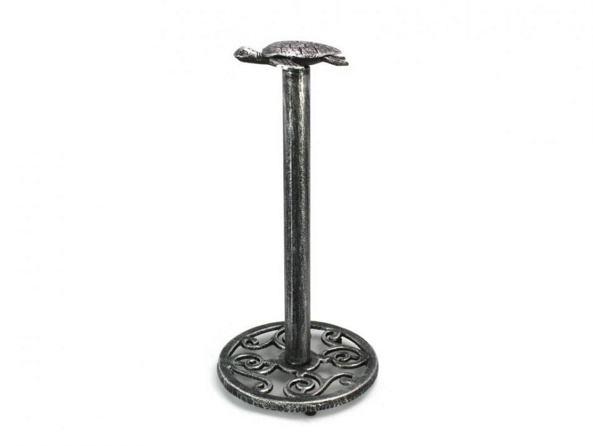 Antique Silver Cast Iron Sea Turtle Extra Toilet Paper Stand 13 in