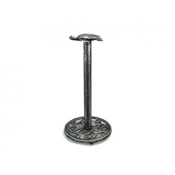 Antique Silver Cast Iron Sea Turtle Extra Toilet Paper Stand 13 in