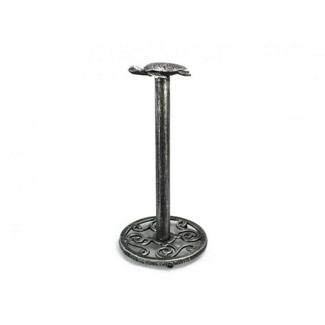 Antique Silver Cast Iron Sea Turtle Extra Toilet Paper Stand 13 in