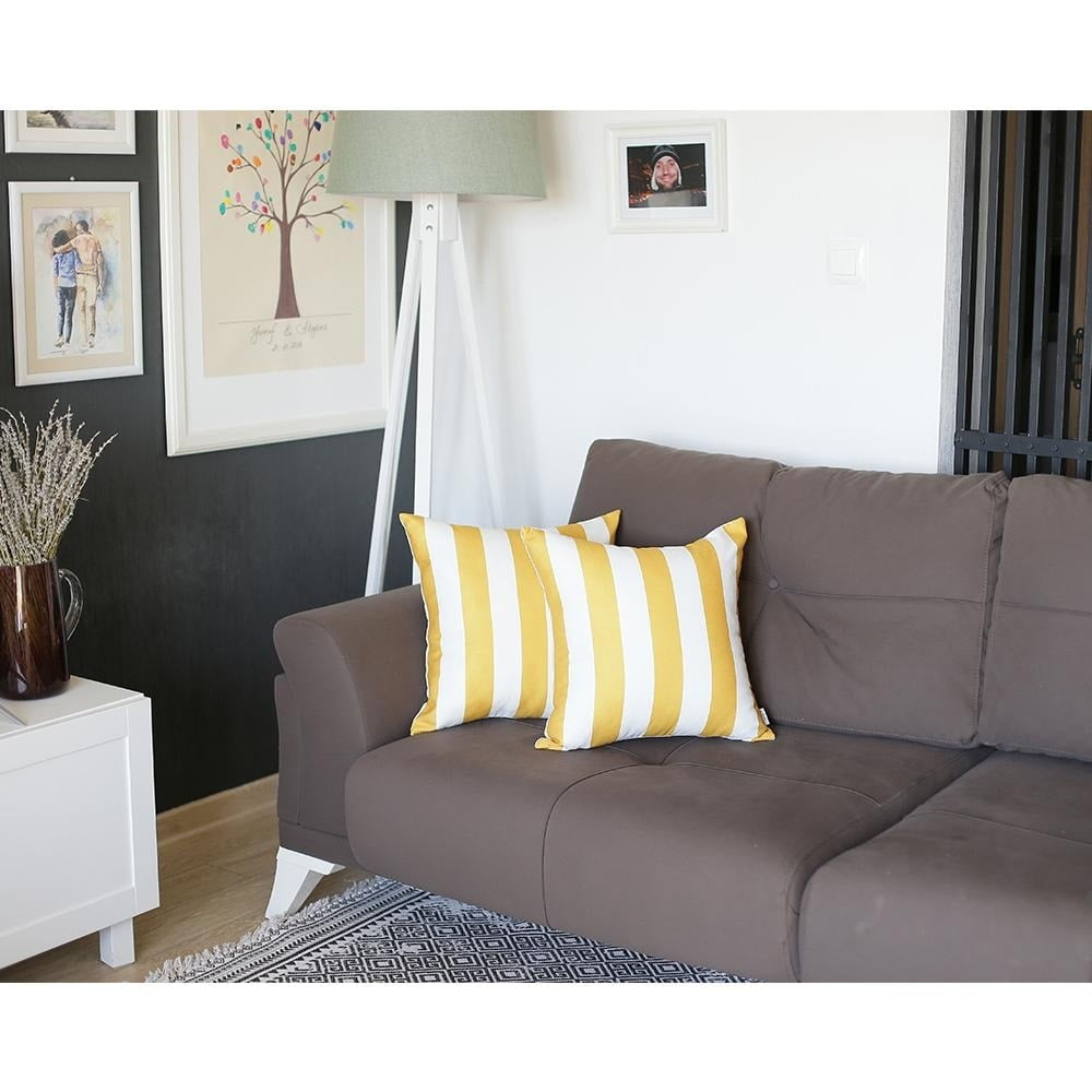 Apolena Mike&Co Geometric Stripes Throw Pillow Cover 18''x18'' (2 pcs in set) Yellow