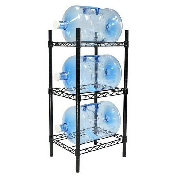 Black Steel 3-Tier Water Bottle Storage Rack