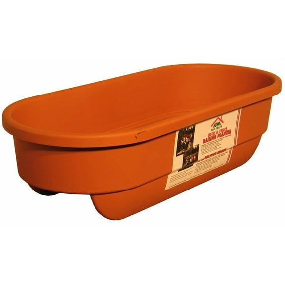 Apollo Plastic Deck Railing and Fence Planter, Terra Cotta Color, 24"
