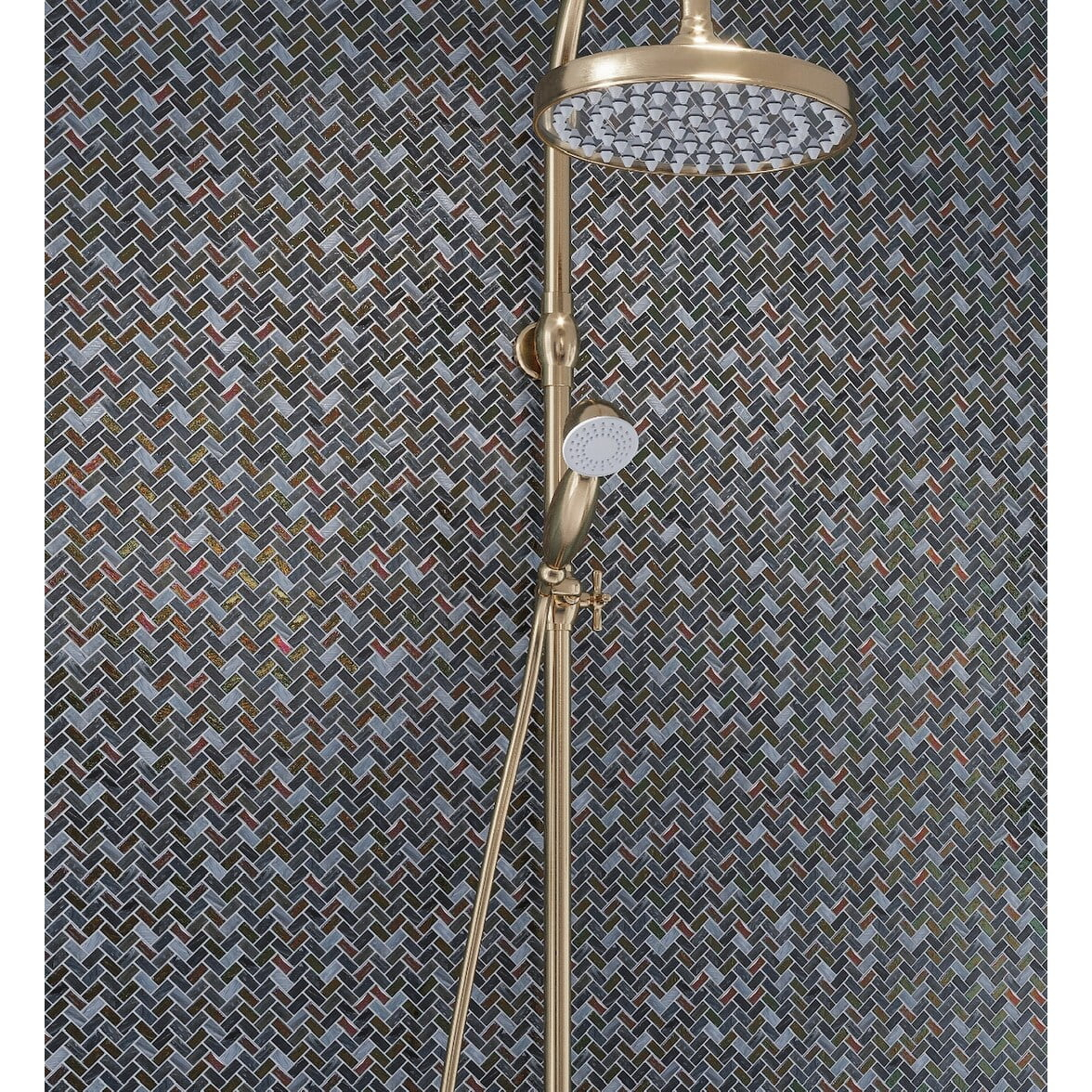 Apollo Tile    10 Pack 11.8-in x 11.9-in Dark Gray Herringbone Glossy Finished Glass Mosaic Floor and Wall Tile (9.75 Sq ft/case)