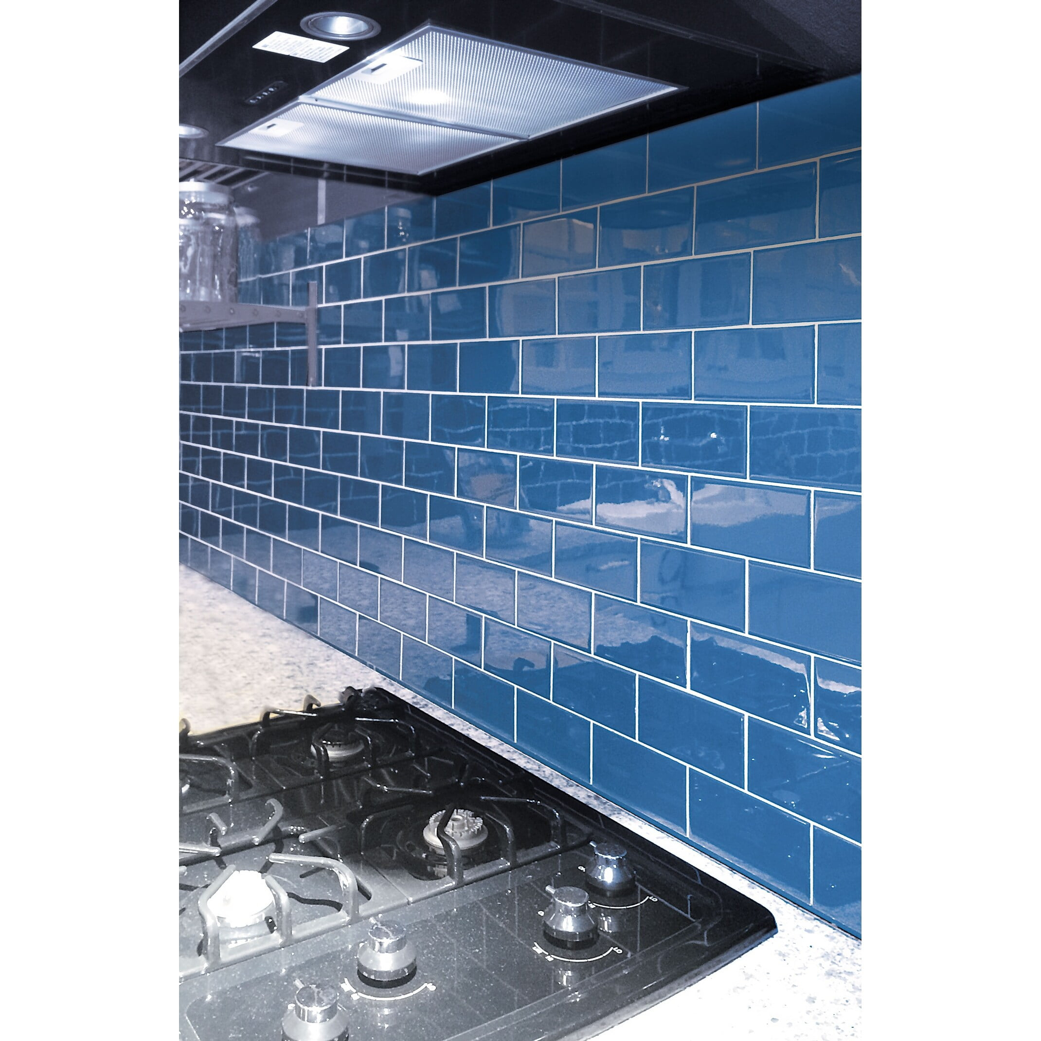 Apollo Tile   40 Pack 3-in x 6-in Blue Rectangular Subway Glossy Finished Glass Mosaic Wall Tile (5 Sq ft/case)