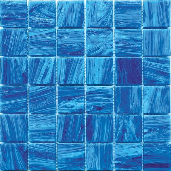 Celestial 12 in. x 12 in. Glossy Yale Blue Glass Mosaic Wall and Floor Tile (10 sq. ft./case) (10-pack)