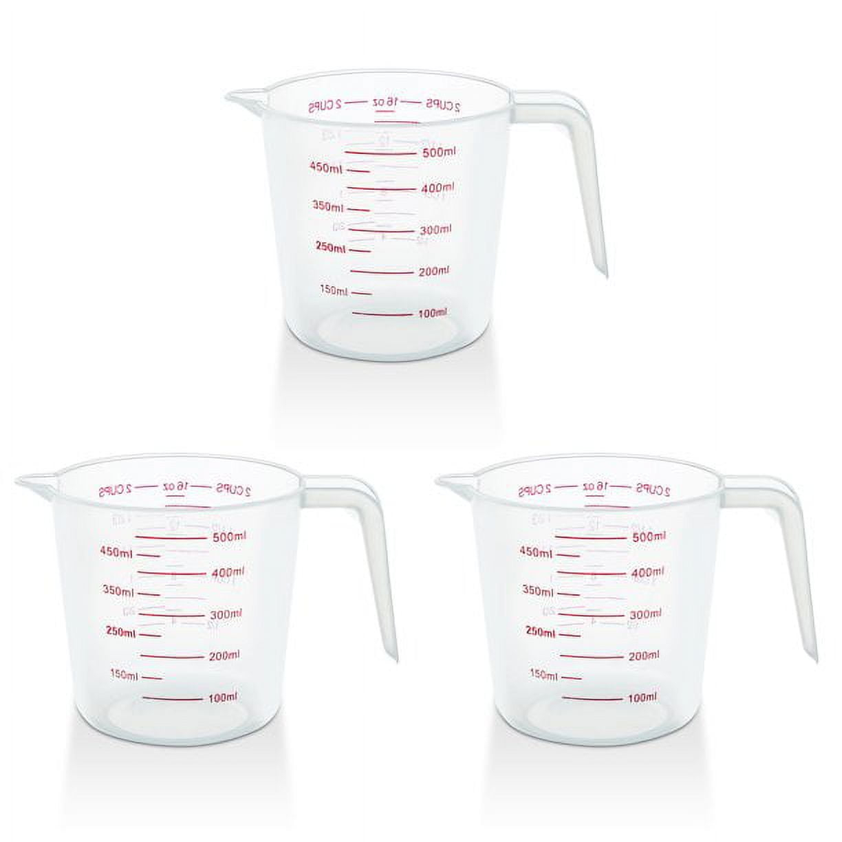 Mainstays 3-Piece Tapered Spout Nesting Plastic Measuring Cups Set, Clear