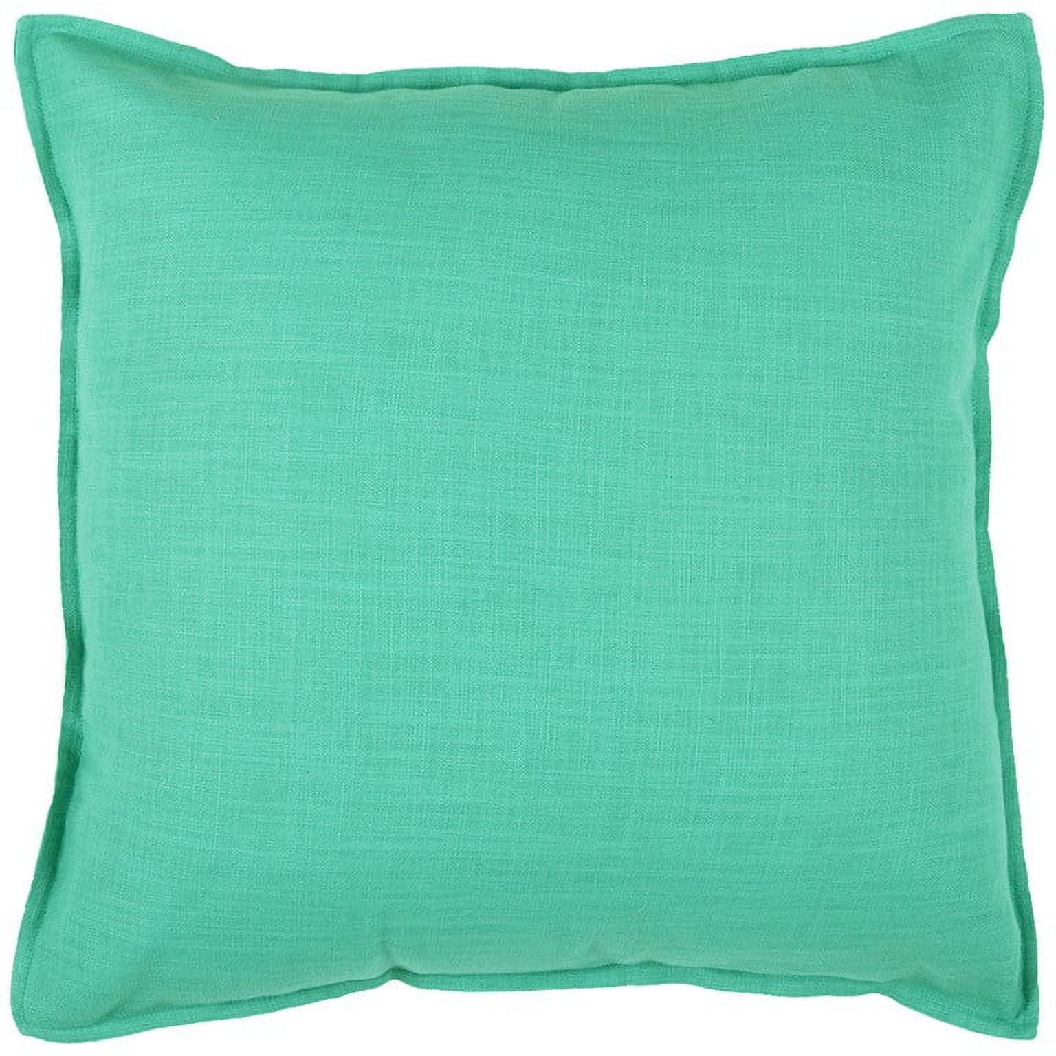 Aqua Solid Color Flange Edge Throw Pillow