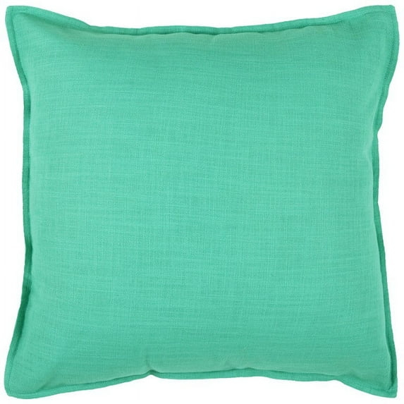 Aqua Solid Color Flange Edge Throw Pillow