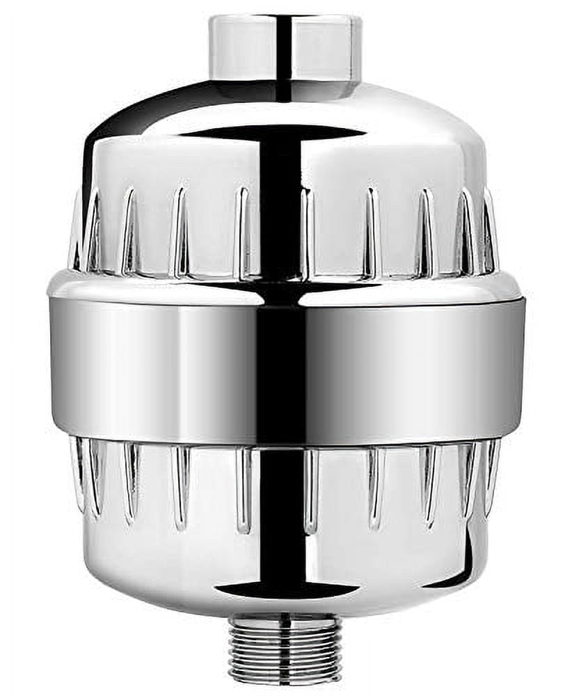 AquaBliss High Output Universal Shower Filter with Replaceable Multi-Stage Filter Cartridge – Transform Itching, Eczema & Acne into Glowing Hair, Nails & Skin Fast - Chrome