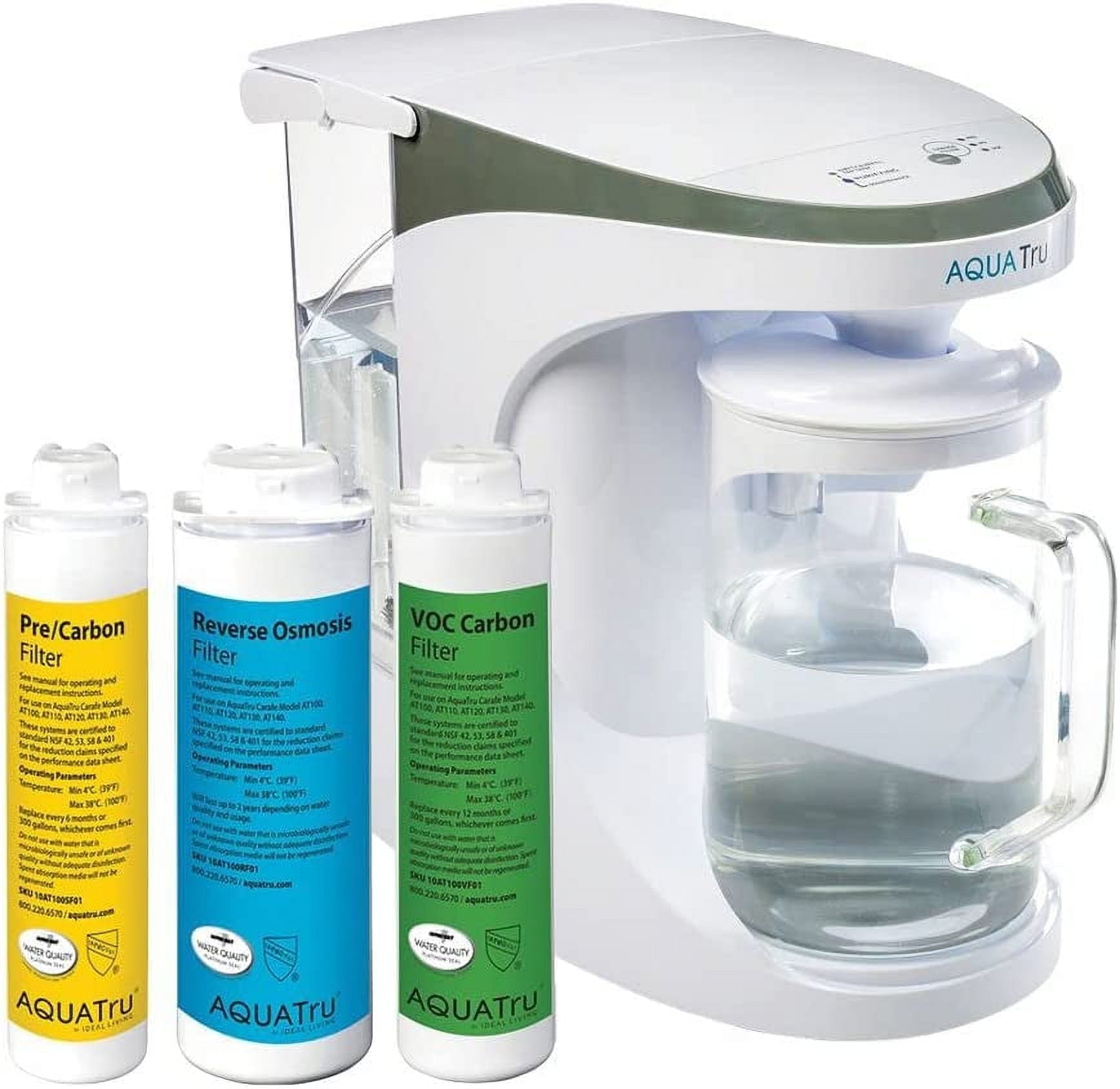 AquaTru Carafe Countertop Glass Water Purifier, 64 Fl Oz