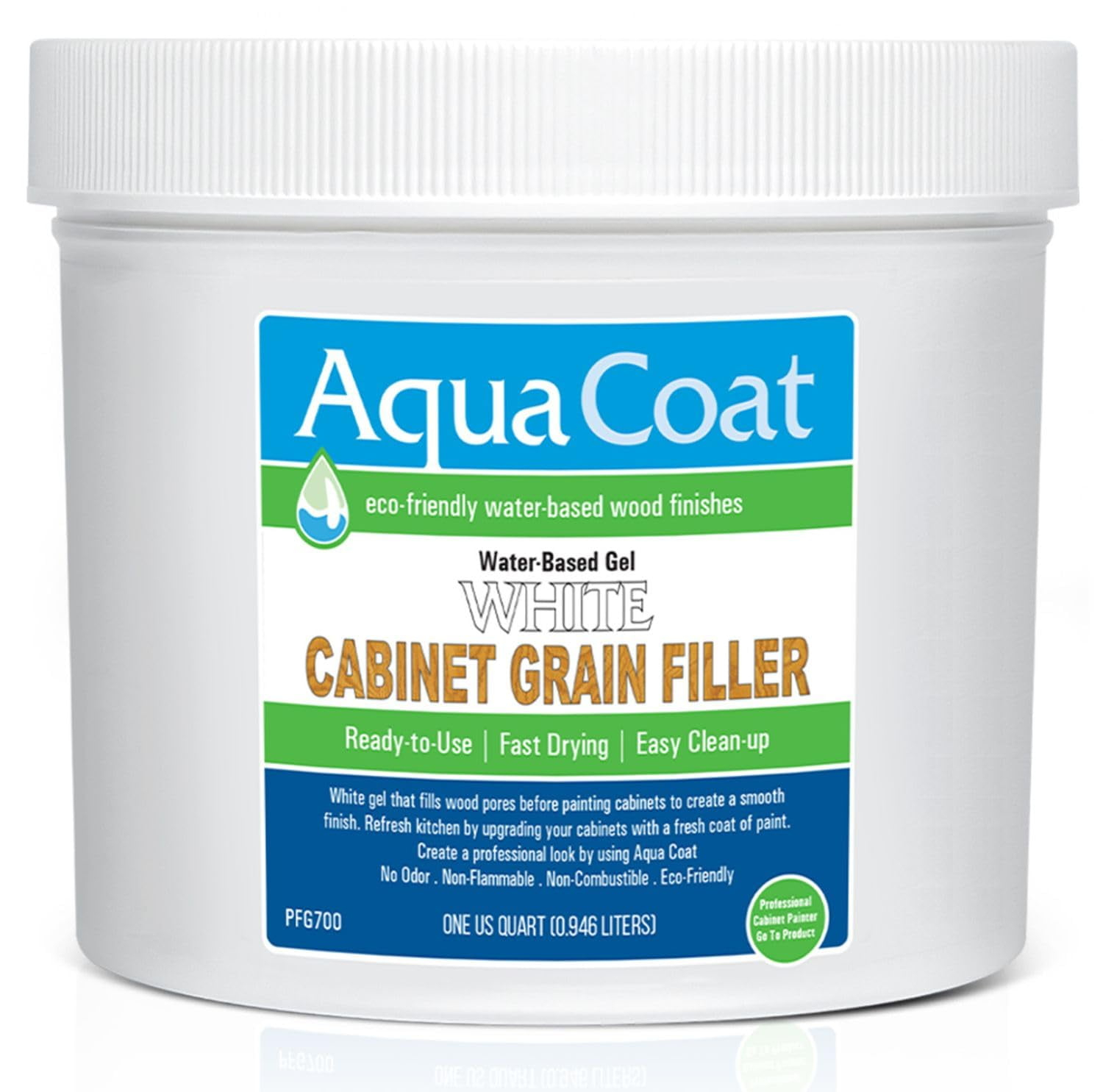 Aqua Coat Water-Based White Cabinet Wood Grain Filler Gel – Fast Drying, Low Odor White Wood Filler, Sandable & Paintable for Interior & Exterior Repairs, Upgrades & Restorations – 32 oz
