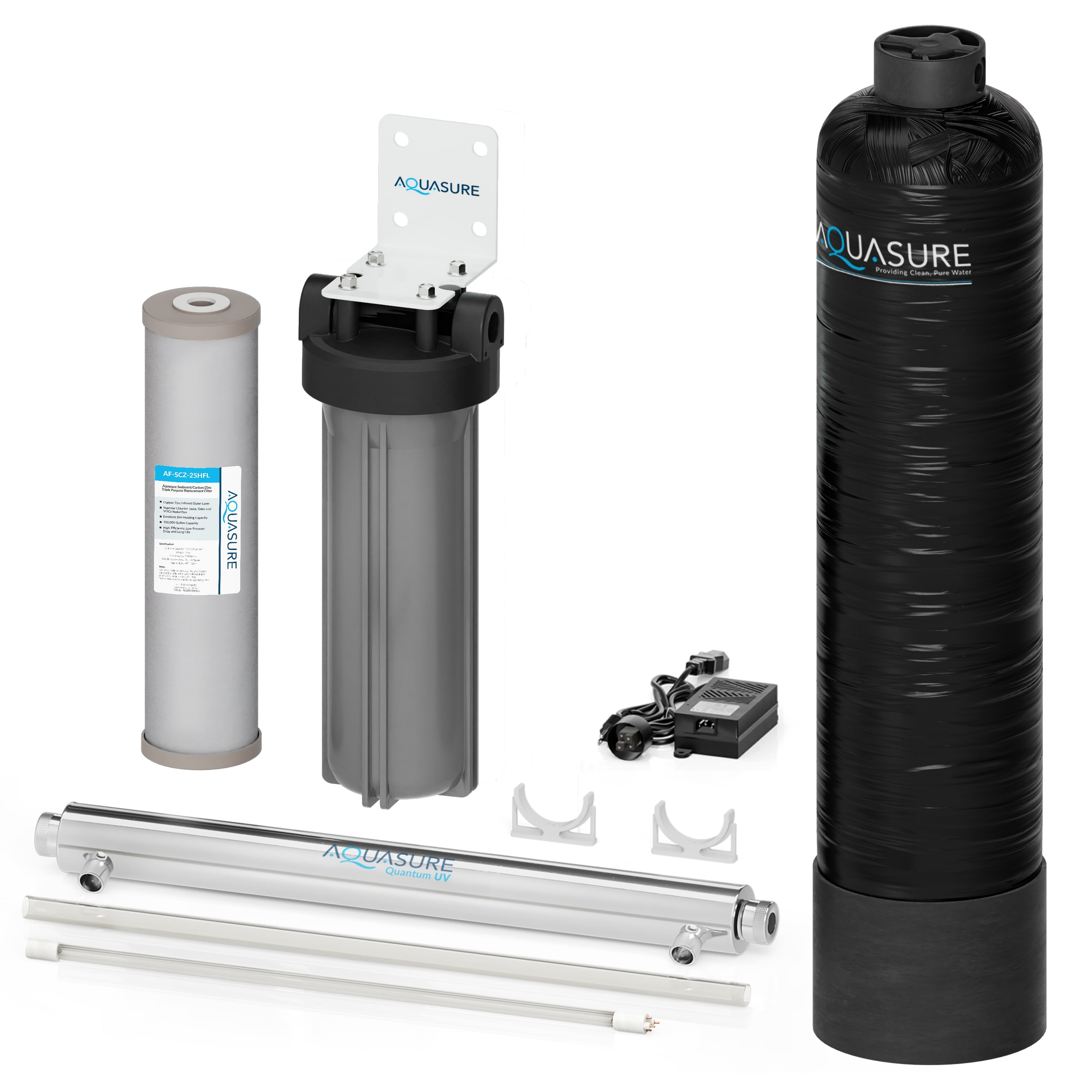 Aquasure 800K Gallons Whole House Salt-Free Water Conditioning/Descaler System with Triple Purpose Pre-Filter and 8 GPM UV Sterilizer