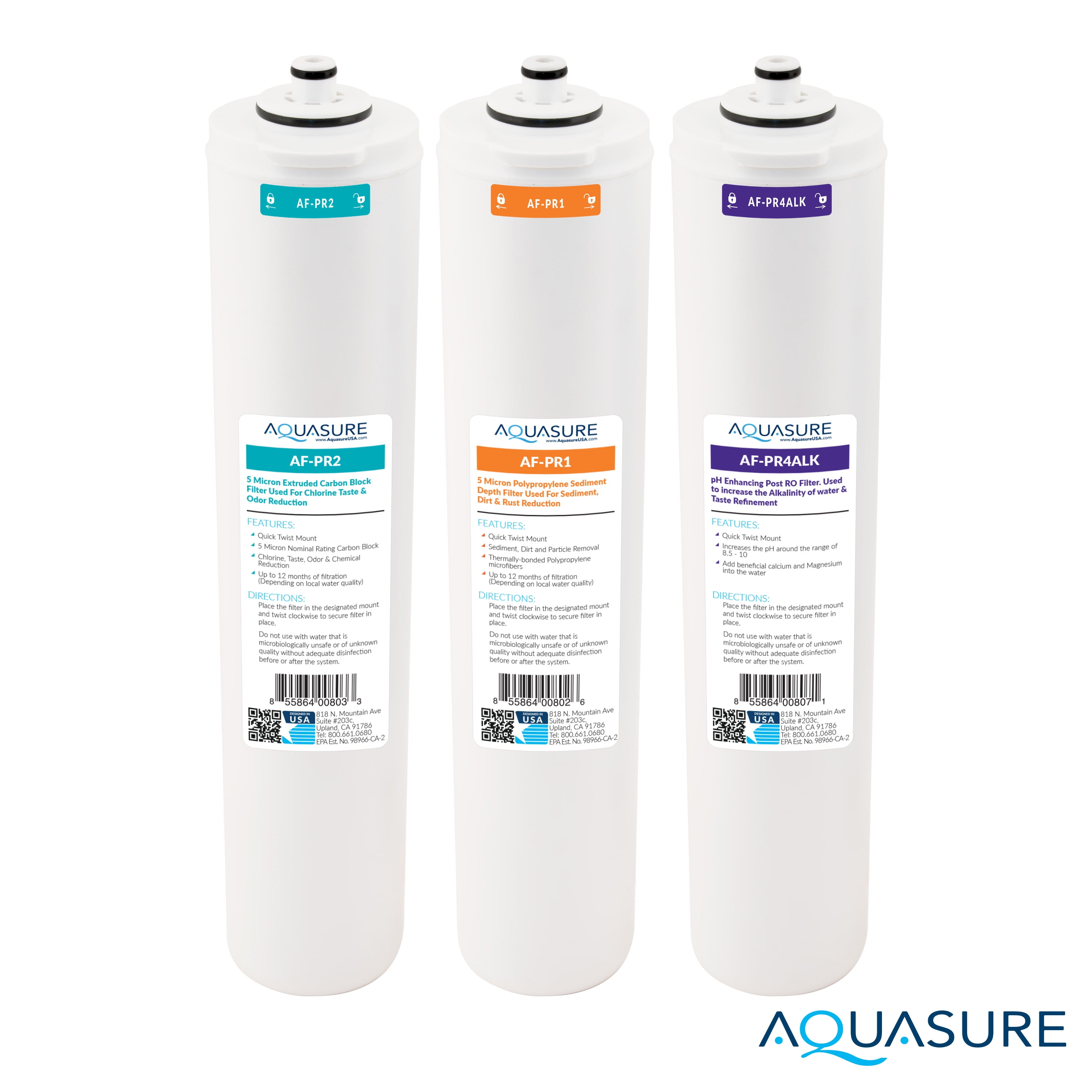 Aquasure ‎‎Premier Series Stage 1, 2 & 4 Replacement Water Filter Cartridge Set for AS-PR75/AS-PR100