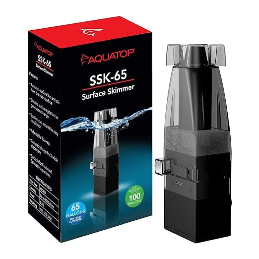 Aquatop Aquarium Surface Skimmer, 65 gallons per hour for Fish Tanks up to 100 gallons, SSK-65