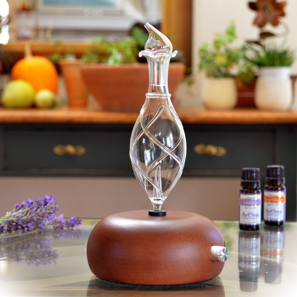 ArOmis Aromatherapy Diffuser - Professional Grade - Wood and Glass (Orbis Nox Vitis), Premium, Essential Oil Diffuser, Nebulizer, Nebulizing Machine, Waterless
