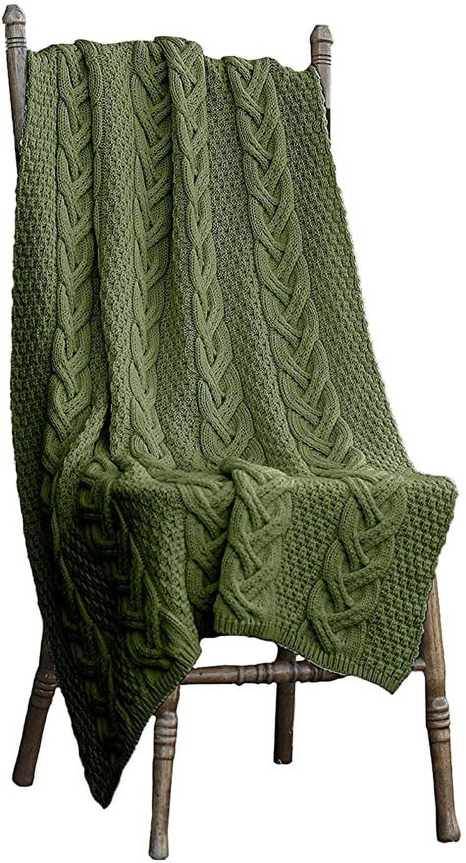 Aran SuperSoft Irish Throw 100% Premium Merino Wool Blanket Cable Knitted 60"x40" Made in Ireland