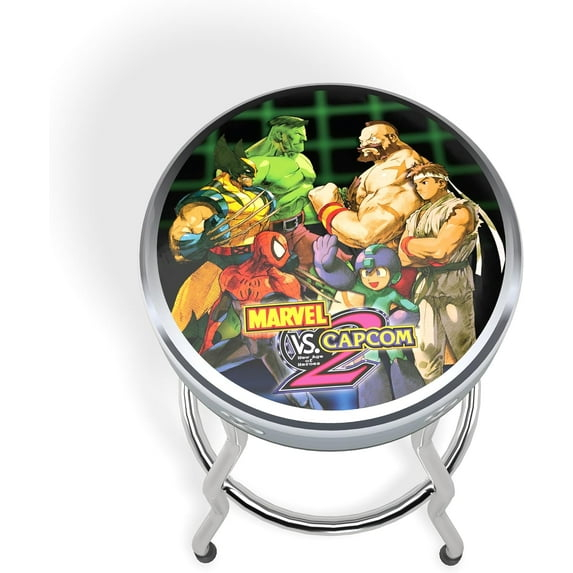 Arcade1Up Marvel Vs Capcom 2 Round Seat Adjustable Height Backless Stool, Multicolor