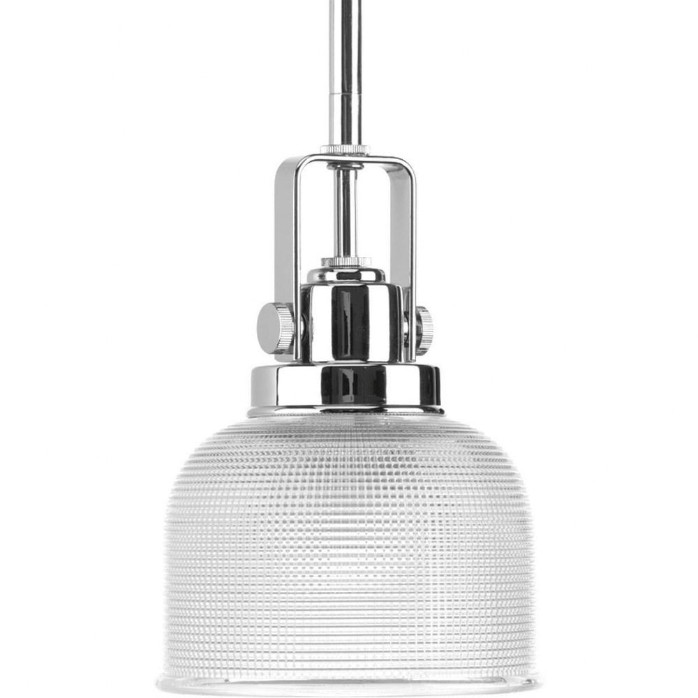 Progress Lighting Archie 1-Light Mini-Pendant, Chrome, Prismatic Glass Shade