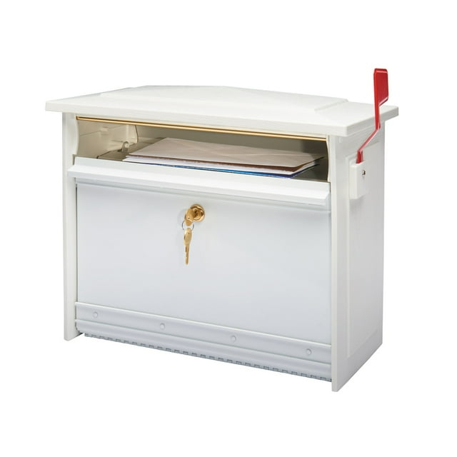Architectural Mailboxes Mailsafe Locking, Plastic, Medium, Wall-Mount Mailbox in White