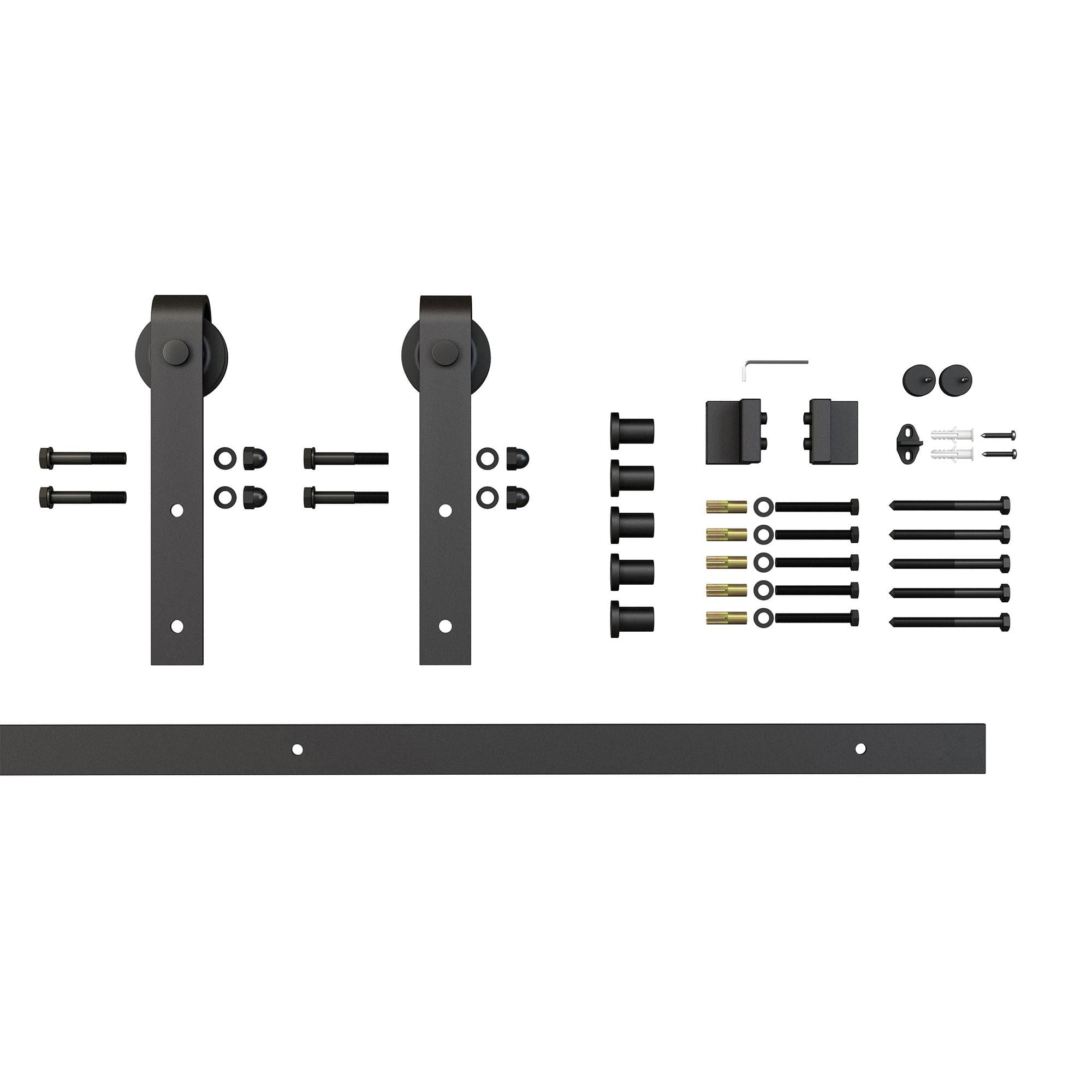 Steel Sliding Rolling Barn Door Hardware Kit for Single Wood Doors with Routed Floor Guide