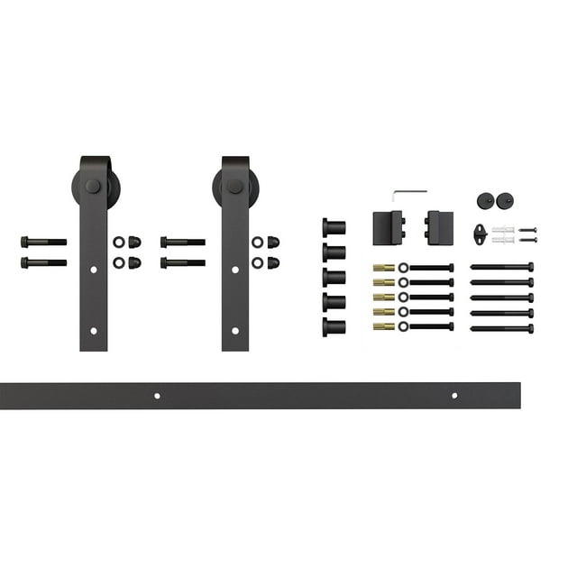Steel Sliding Rolling Barn Door Hardware Kit for Single Wood Doors with Routed Floor Guide