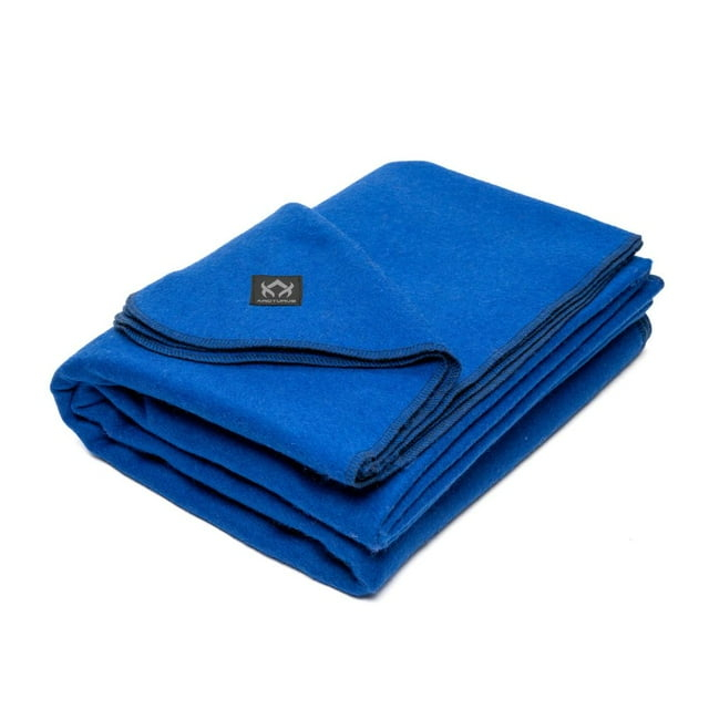 Arcturus Military Wool Blanket - 4.5 lbs, Warm, Thick, Washable, Large 64" x 88" - Great for Camping, Outdoors, Sporting Events, and Survival Kits (Royal Blue)